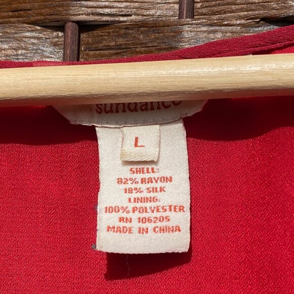 Red Sundance Mesh / Velvet top, Size L - Picture 4 of 8